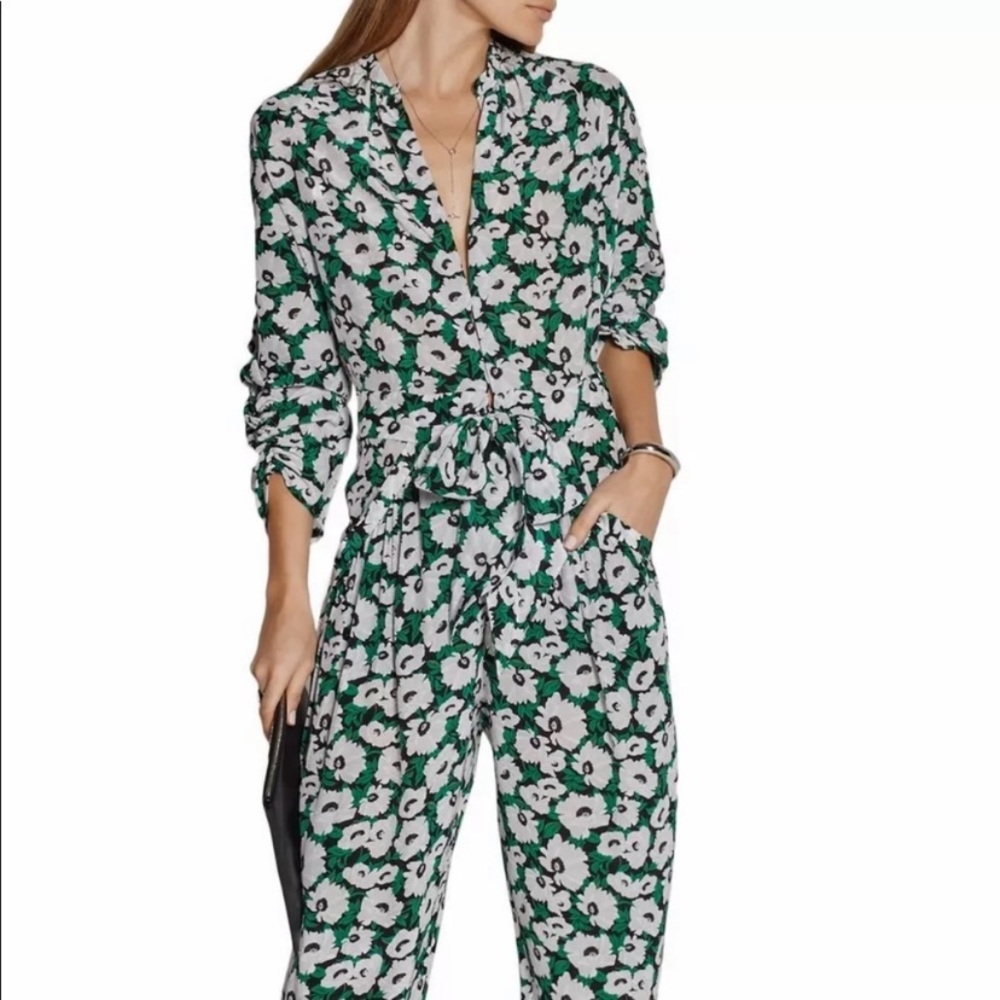 Stella McCartney Green Floral Silk Monia Jumpsuit